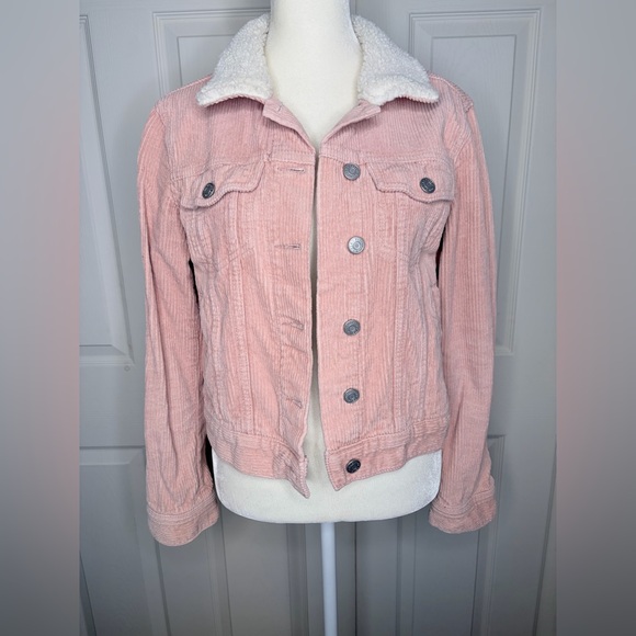 Pacsun Pink Corduroy Jacket with Sherpa Collar size Xs - Picture 2 of 14